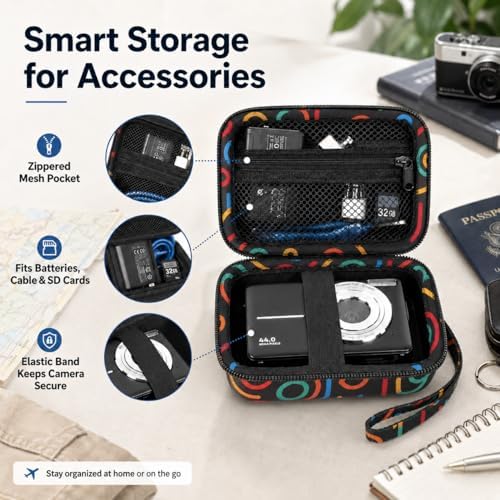 Digital Camera Hard Case for Kodak PIXPRO FZ55/FZ45 for CAMKORY for Duluvulu 4K for PowerShot ELPH for Lecran for VAHOIALD for PowerShot ELPH/for IWEUKJLO Small Carrying Holder Bag Travel(Jet black) - Image 3