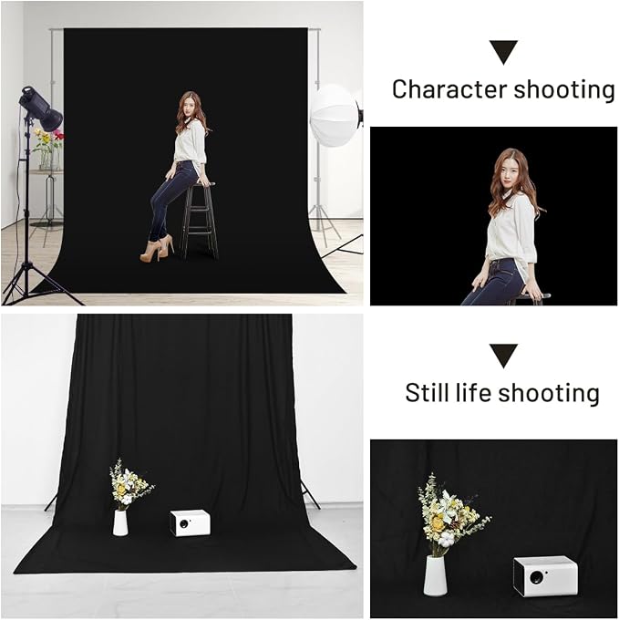 Black Backdrop Background,10 X 20 FT Large Photography Backdrop Photo Background Screen for Photography Photo Booth Backdrops for Photoshoot Background Screen Parties Curtain - Image 3