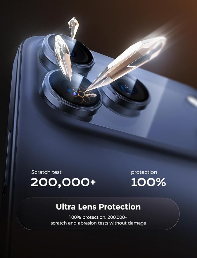 MAGIC JOHN 2 pack for iPhone 17 Pro Max/17 Pro Camera Lens Protector,Blue | [Alignment Kit&1:1 Invisible Fit] 9H Aerospace Tempered Glass, Ultra HD, Metal Individual Ring - Image 3