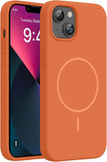 Miracase Silicone & Magnetic for iPhone 13 Case, Amber Orange | Compatible with MagSafe, Soft Microfiber Lining, Premium Silicone Cover Shockproof Drop Protection Phone Case for 13 by Miracase