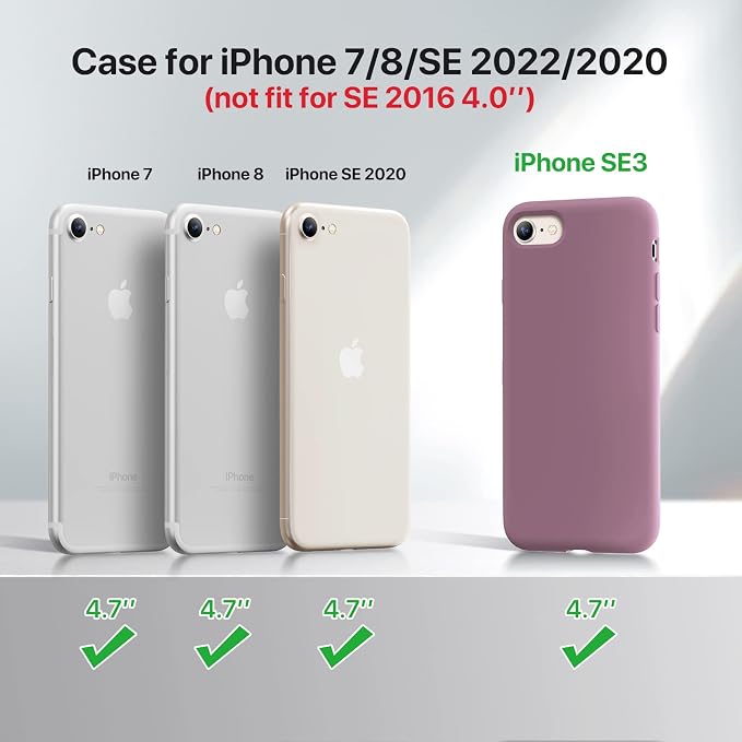 Miracase Silicone for iPhone SE 2022/SE 2020/7/8 Case,Blackcurrant | Ultra Slim Cover with Screen Protector, Soft Microfiber Lining, Multi-Color Premium Silicone Shockproof Phone Case - Image 7
