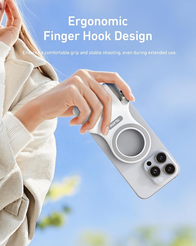 TELESIN Magnetic Phone Camera Grip & C03 Magnetic Selfie Light Creator Kit | Fun Shot Selfie Grip Handle Bundle Kit Compatible for iPhone Magsafe & Android Selfies/Photography/TikTok/Zoom Calls/Video - Image 4