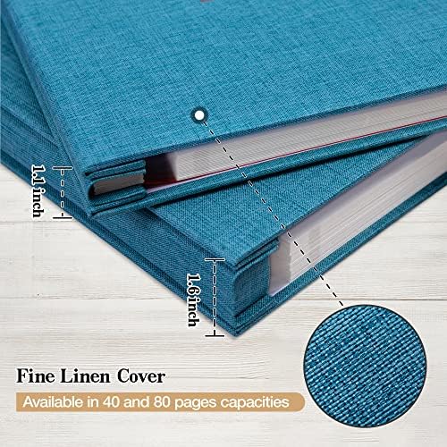 potricher Large Photo Album Self Adhesive 3x5 4x6 5x7 8x10 10x12 Pictures Linen Cover 80 Blank Pages Magnetic DIY Scrapbook Album with A Metallic Pen (Blue, 13.2x12.8 inches 80 Pages) - Image 5
