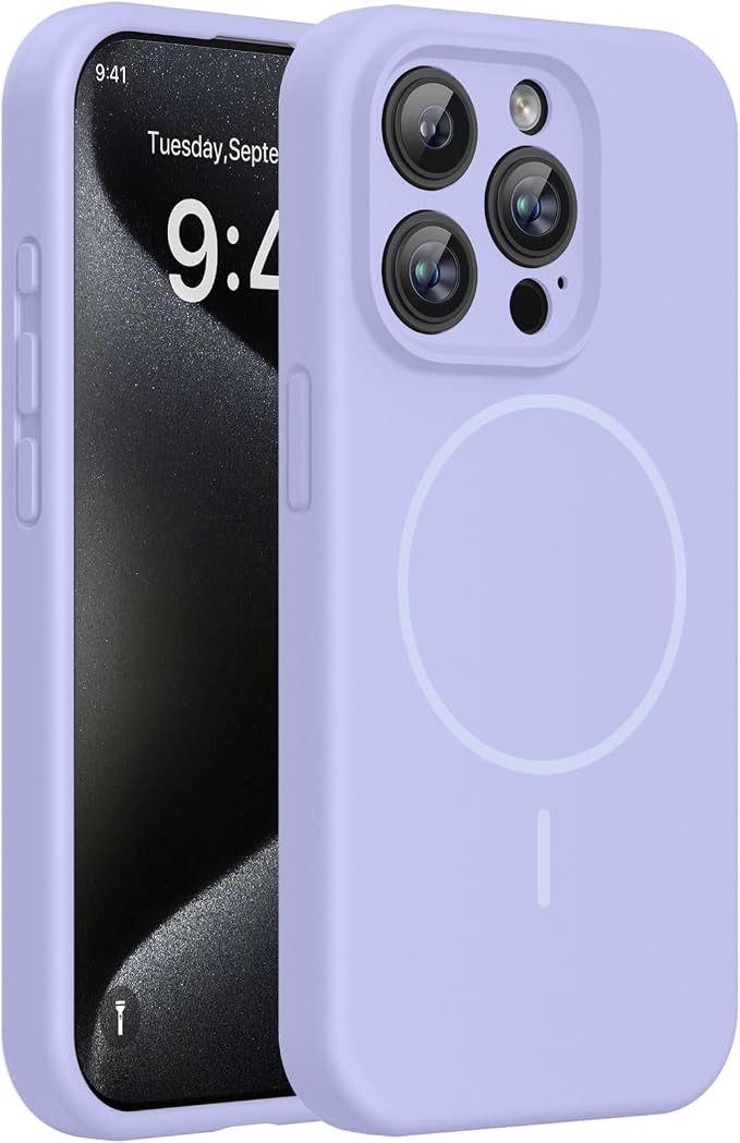 Miracase Magnetic for iPhone 15 Pro Case, Silicone, Soft Microfiber Lining by Miracase