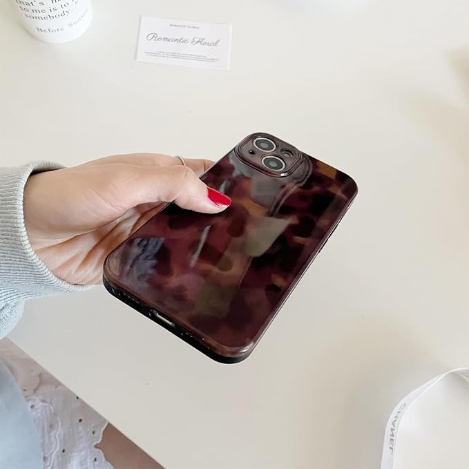 Cute Phone Case for iPhone 16 Pro Max Case Cheetah Leopard Print | Amber Tortoiseshell Pattern,Full Camera Protective,Slim Shockproof TPU,Aesthetic Girly Glossy Cover for Women Men-Brown - Image 7