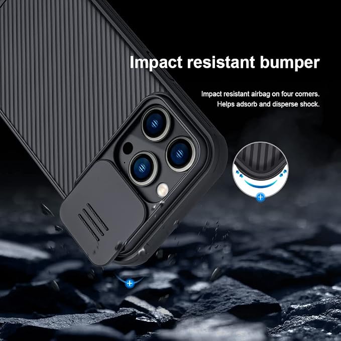 Mangix for iPhone 14 Pro Case with Camera Cover,Slim Fit Thin Polycarbonate Protective Shockproof Cover with Slide Camera Cover, Upgraded Case for Apple iPhone 14 Pro 6.1inch(Black) - Image 2