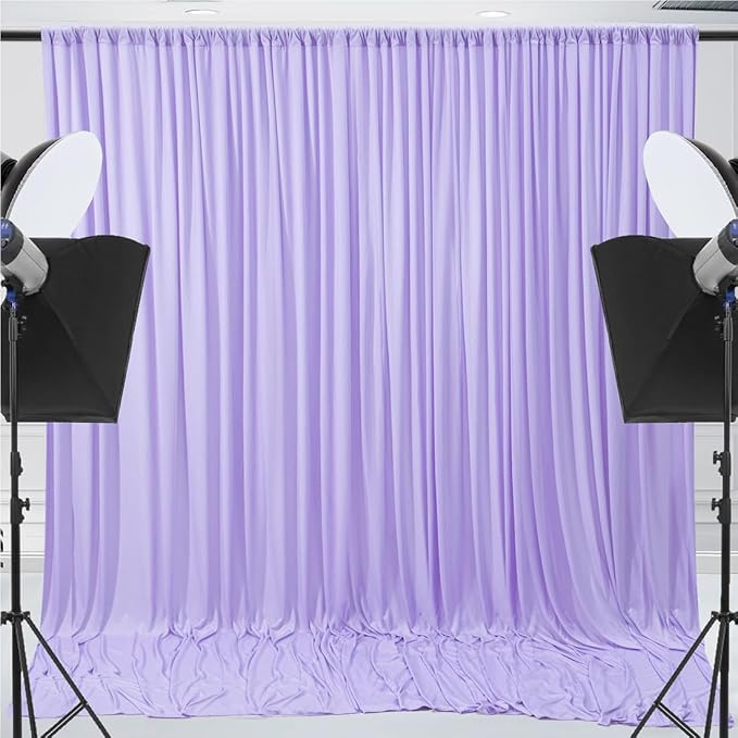 20x10ft Wrinkle Free Lavender Backdrop Curtain for Parties Soft Fabric Drapes Wedding Curtain Backdrop for Birthday Party Decorations Background for Photography 5x10ft,4 Panels - Image 2