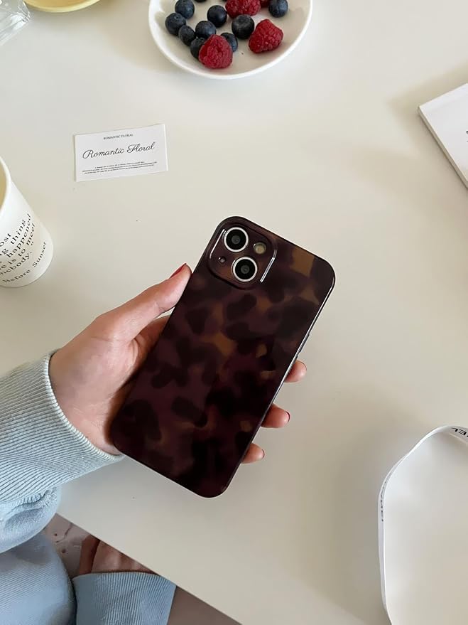 Aesthetic Tortoise Shell Phone Case for iPhone 16 Pro 6.3in,Retro Cool Girl Leopard Print Brown Amber Trendy Full Camera Protective Cover for iPhone 16pro 6.3" - Image 5