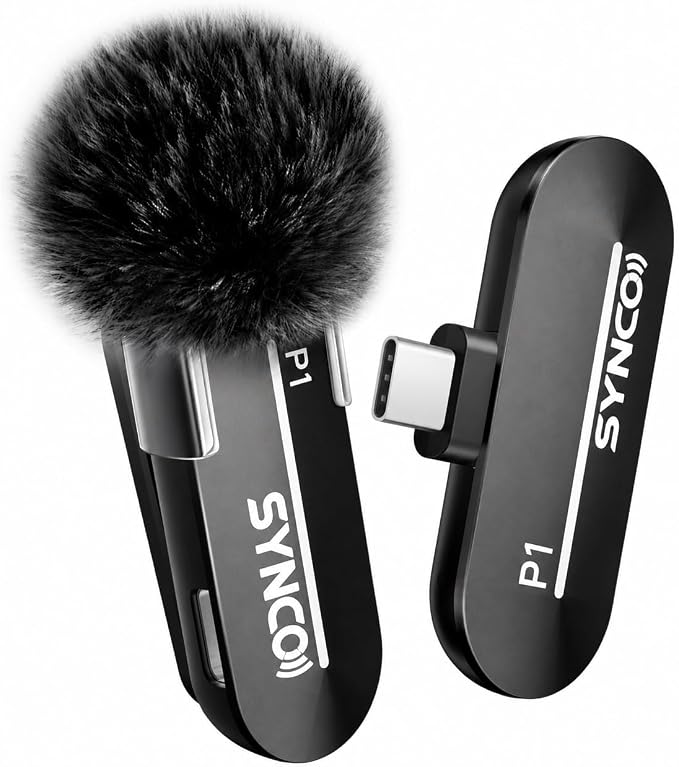 SYNCO Wireless Lavalier Microphone for iPhone 15/16/17, USB-C Wireless Mic with Noise Cancellation, 492ft Range, Real-Time Monitoring, Plug & Play Lapel Mic for TikTok, YouTube, Vlog & Streaming by SYNCO