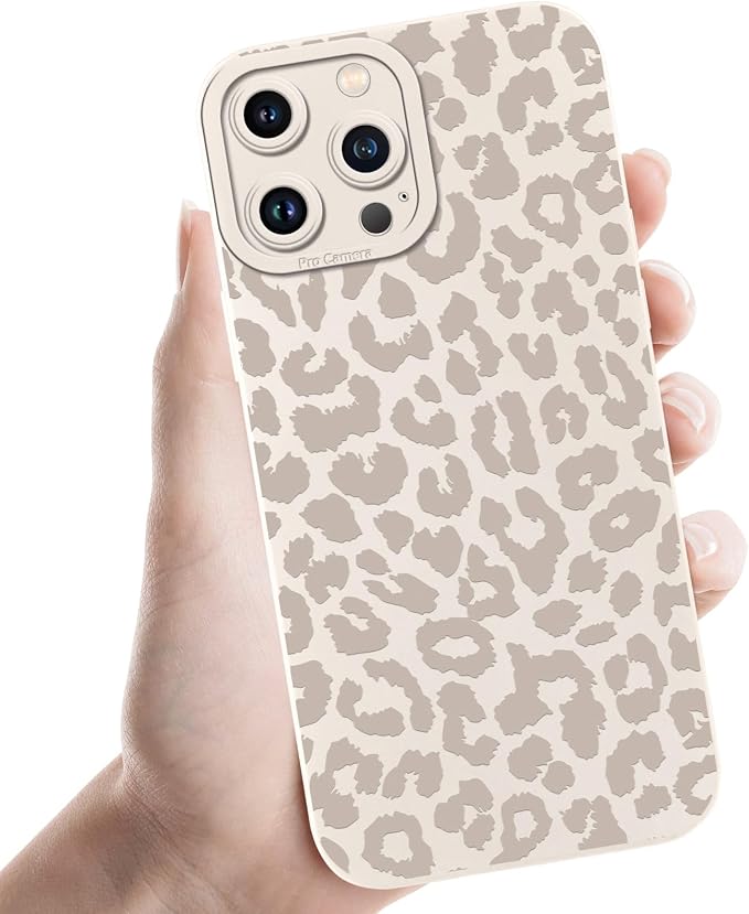 Cute Cheetah Print Phone Case for iPhone 15 Pro White Luxury Leopard Case 6.1", Aesthetic Pattern Design Cover Full Camera Lens Protective Shockproof Soft Slim TPU Funda for Women Girls by Unknown
