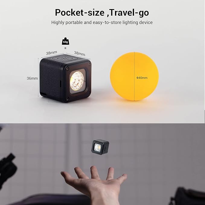 SmallRig 3 Pack RM01 Mini LED Video Lighting Kit, Lume Cube Camera Light | Dimmable 5600K CRI95, Portable, Waterproof, with 8 Color Filters, Barndoor, Diffuser, for Macro Photography, Stop Motion - Image 6