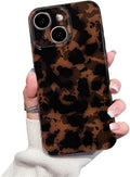 Cute Phone Case for iPhone 14 Case Amber Leopard Print | Cheetah Tortoiseshell Pattern,Full Camera Protective,Slim Shockproof TPU,Aesthetic Girly Glossy Cover for Women Men-Brown by XQAGU