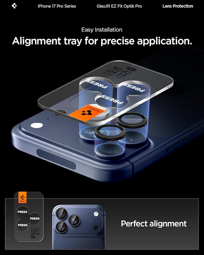 Spigen GlasTR EZ Fit Optik Pro Camera Lens Protector, White Titanium, 2 Pack | GlasTR EZ Fit Optik Pro, 9H+ Tempered glass, Scratch resistant, Auto-align tray, Original photo quality, Case-friendly, 2Pack - Image 5