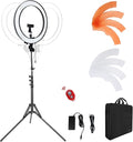 18-Inch Ring Light, 55W Dimmable 5500K Light with 240 LEDs Color Filter, Soft Tube and Carrying Bag for YouTube, TikTok, Selfies and Photography, Compatible with Camera and Smartphones by LDGHO