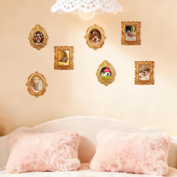Balacoo 15 Pcs Miniature Photo Frames Mini House Picture Frame Accessories | Resin Antique Baroque Dollhouse Decor, Miniature Picture Frames for Dollhouse DIY Crafts, Jewelry Display, Phone Case 3 Style - Image 2