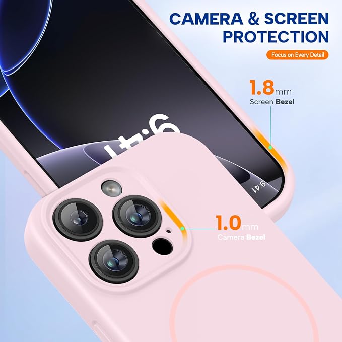 miracase Magnetic for iPhone 16 Pro Max Case, [Soft Anti-Scratch Microfiber Lining], Compatible with MagSafe, Liquid Silicone Case Shockproof Drop Protection Phone Case for 16 ProMax,Sand Pink | Compatible with MagSafe, Soft Microfiber Lining, Premium ... - Image 8