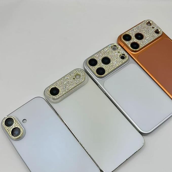2 Pack Glitter Camera Lens Cover Protector for iPhone 17Air，Metal Bling Diamond Camera Lens Cover Sticker Protector (for iPhone 17Air-Rose gold) - Image 3