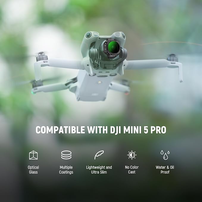 NEEWER Variable ND Filter Compatible with DJI Mini 5 Pro Drone, Snap On Adjustable Neutral Density (ND2-32, 1-5 Stops) Lens Filter Multicoated Optical Glass Aerial Camera Photography Accessories - Image 2