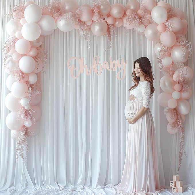 30x10ft Wrinkle Free White Backdrop Curtain for Parties Soft Fabric Drapes Wedding White Curtain Backdrop for Birthday Party Decorations Background for Photography 5x10ft, 6 Panels - Image 7