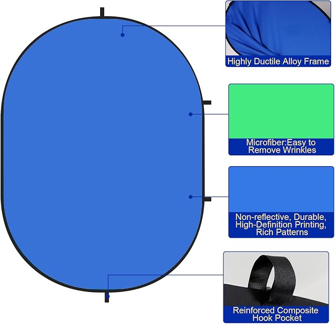 Kate Collapsible Pop-Up Blue Green Backdrop for Self-Tape Auditions 588 | Collapsible Backdrop 5'x6.5'Blue Green Portable Photography Background for Self-Tape Auditions, Professional Headshots - Image 3