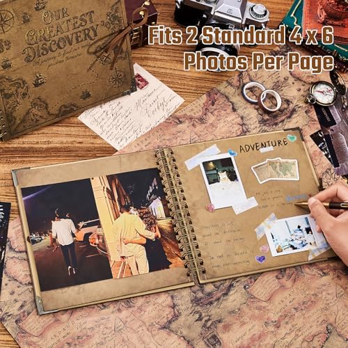 Adventure Book 8x8 Scrapbook Photo Album, Travel Diary with Metal Corner Protectors, 250 gsm Acid-Free Kraft Paper DIY Memory Book for Wedding Guestbook Anniversary, Baby & Family Gifts - Image 2