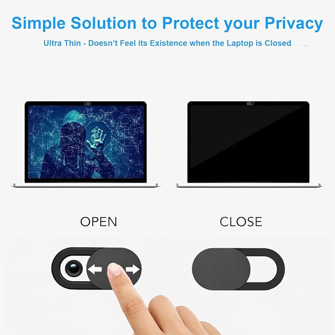 JOS California 9 Pack(3 Large + 3 Medium + 3 Small) 0.03 inch Ultra Thin Webcam Cover Slide Camera Blocker Protect Your Privacy Security for MacBook Air, Laptop, iPad, iMac, PC, iPhone - Image 5