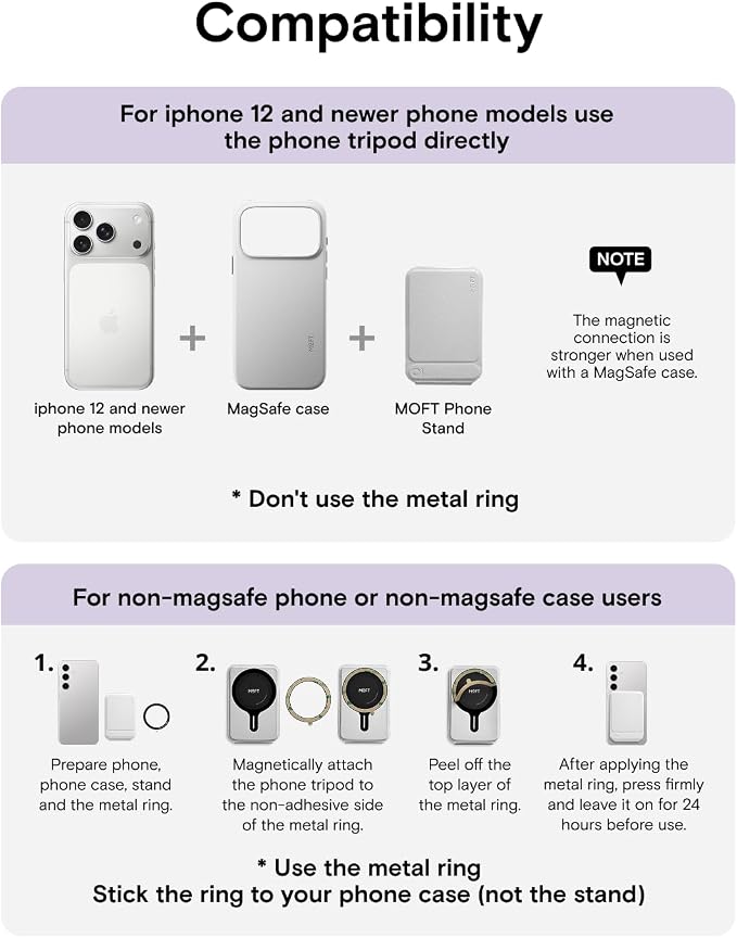 MOFT Phone Tripod Stand, Portable Selfie Stick for iPhone, Mulit-Angle | Pocket Size | Strong Magnets l MOVAS Leather | Magsafe Compatible | Easy to Charge | Stylish |For Content Creators - Image 3