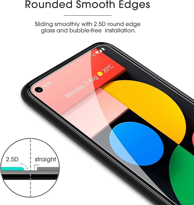OMOTON [3 Pack Screen Protector for Google Pixel 5 - Tempered Glass/Case Friendly/Anti Scratch Screen Protector for Google Pixel 5 - Image 6