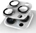 Compatible for iPhone 15 Pro/iPhone 15 Pro Max Camera Lens Protector [Full Coverage Metal] 9H Tempered Glass Screen Camera Cover Titanium Silver by KANOSAN