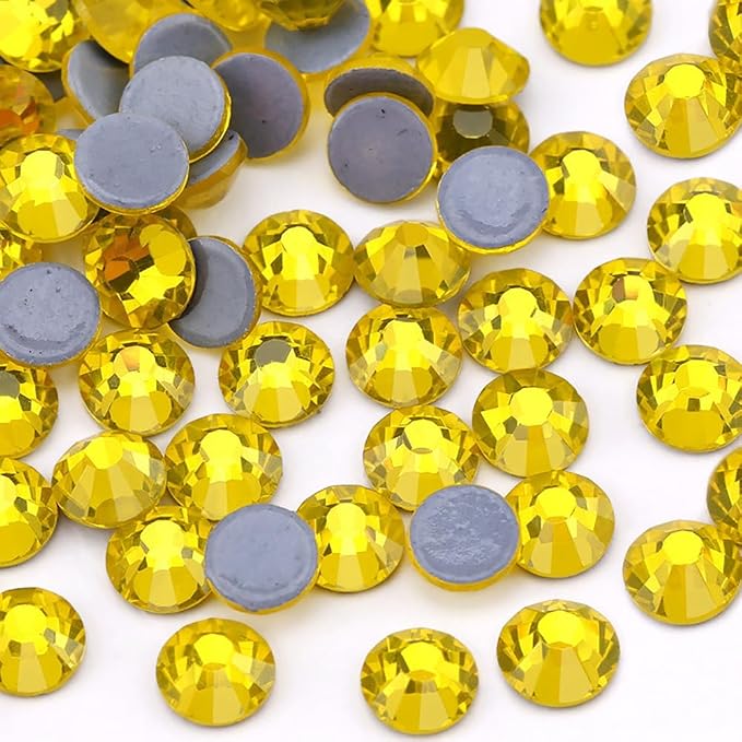Jollin Hotfix Rhinestones Flatback Crystal Gems 4mm SS16, Lemon Yellow | 1440pcs Hot Fix Crystals Glass Rhinestones for Bedazzling, Crafting, Clothes, Shoes & Accessories DIY Decoration by Jollin