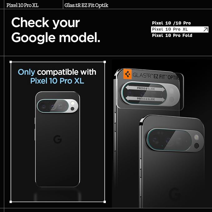 Spigen Glas.tR EZ FIT Optik Camera Lens Protector for Pixel 10 Pro XL | GlasTR EZ Fit Optik, 9H+ Tempered glass, Scratch resistant, Original photo quality, Auto-align tray, Case-friendly, 2Pack - Image 2