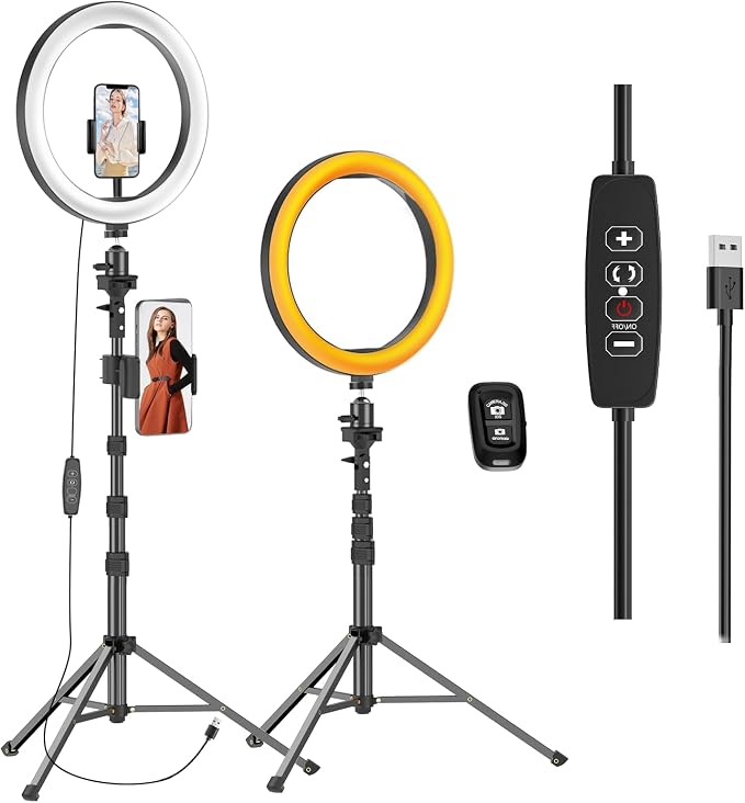 EMART 12" Ring Light with 55" Extendable Tripod Stands and Phone Holder | Dimmable LED Circle Round Light for Selfie Camera Photography, Makeup, YouTube Video, Vlogging, Live Streaming by EMART