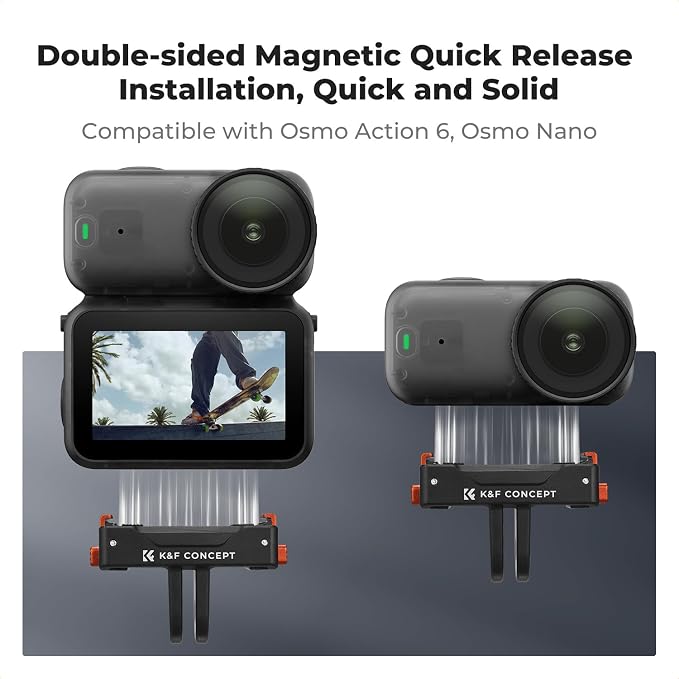 K&F CONCEPT 2 Pack Magnetic Adapter Mount for DJI Osmo Nano/Osmo Action 6 | Quick Release Extension Base Bracket with 1/4" Adapter/Quick-Release Buckle for Tripod, Action Camera Vlog Accessories PP09 - Image 2