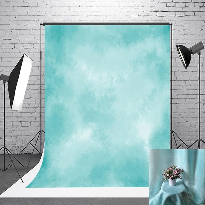 6x9ft Aqua Abstract Solid Photography Backdrops Gradient Portrait Photo Booth Background for Photographyer by HMTFOTO
