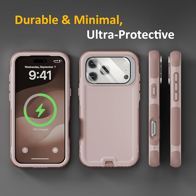 Follaroma Magnetic for iPhone 17 Pro Case with Camera Stand, Light Brown | Built-in Glass Camera Cover Stand,Compatible with MagSafe,Heavy Duty Shockproof Protective,Military-Grade Anti-DropDual Case - Image 8