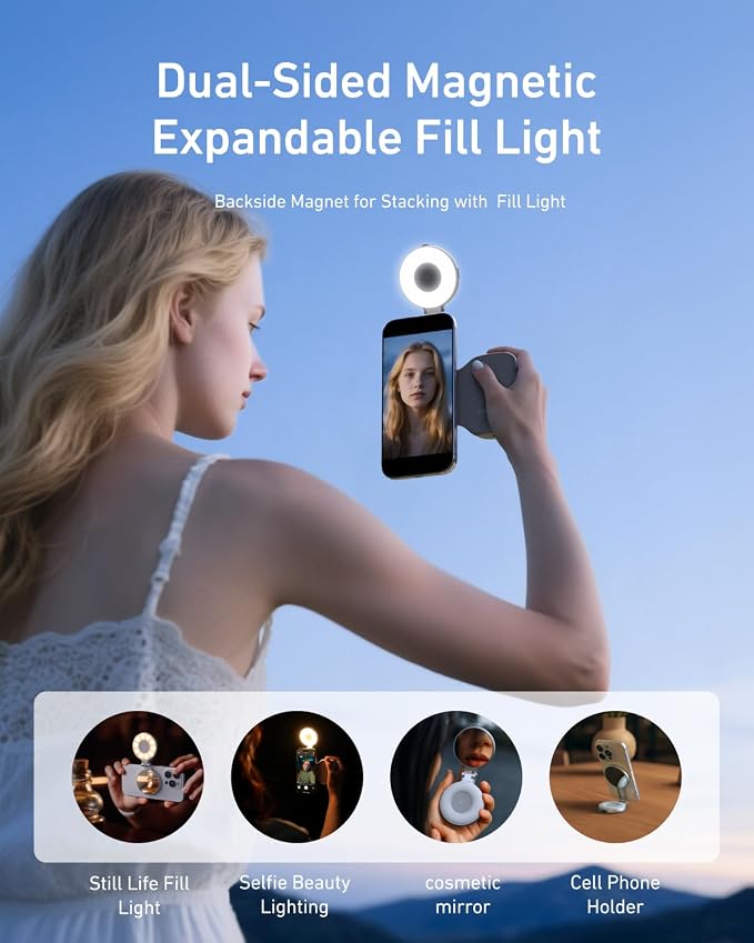 TELESIN Magnetic Phone Camera Grip & C03 Magnetic Selfie Light Creator Kit | Fun Shot Selfie Grip Handle Bundle Kit Compatible for iPhone Magsafe & Android Selfies/Photography/TikTok/Zoom Calls/Video - Image 2