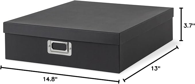 Soul & Lane - Black Scrapbook Photo Storage Box with Lid, 14.8x13x3.7 In | Large Keepsake Memory Organizer, Decorative Cardboard Album Box, Jumbo Craft Storage for Photos and Memorabilia - Image 9