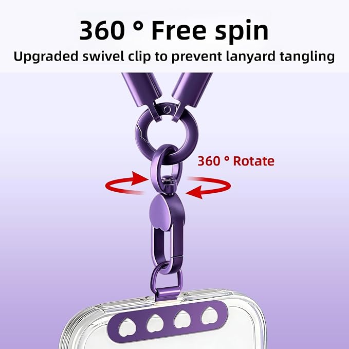 Phone Wrist Strap Lanyard Hand Wristlet with 360° Rotating Clip Stainless Steel Tether Buckle Finger Grip Strong Durable Anti-Tangle Universal for iPhone Camera Keychain Travel Dark Black - Image 4