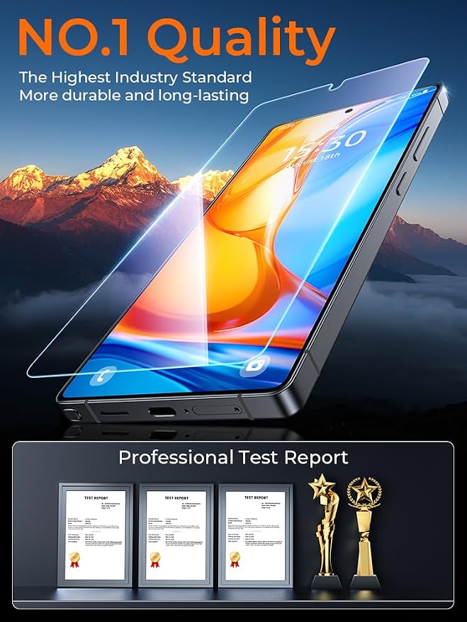 TOP 9H+ 2+2 Packs for Samsung Galaxy S25 Ultra Screen Protector 6.9'' | With Camera Lens Protector [Auto-Dust Removal&100% Fingerprint Unlock] HD Tempered Glass 10X Military Protection, Zero-Bubble - Image 7