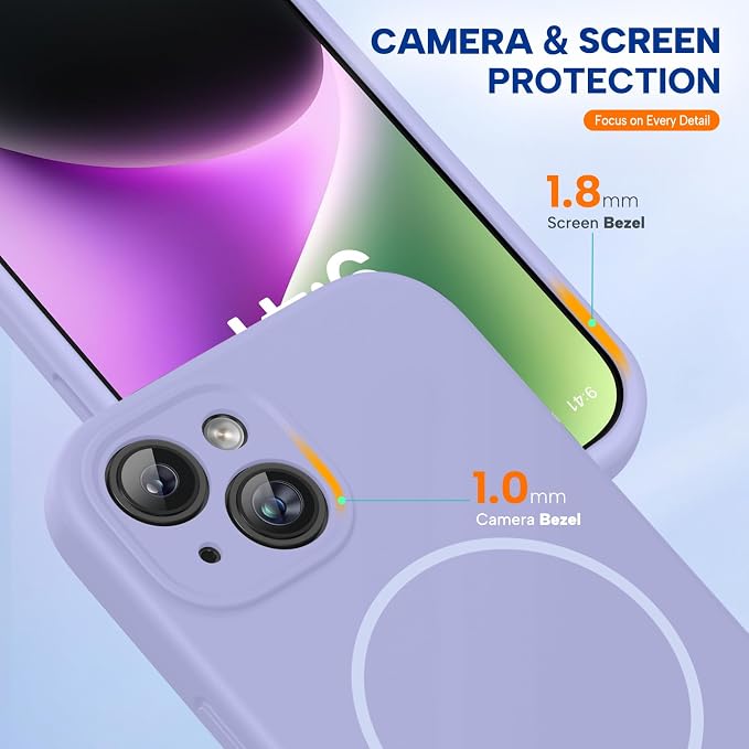 miracase Magnetic for iPhone 14 Plus Case, [Soft Anti-Scratch Microfiber Lining], Compatible with MagSafe, Silicone Shockproof Protection Phone Case for iPhone 14 Plus,Light Purple - Image 8
