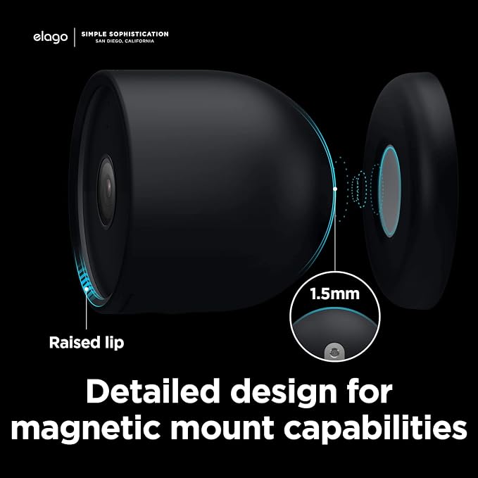 elago Silicone Cover for Google Nest Cam Outdoor or Indoor (Battery) | Magnetic Mount Cover Included, All Weather Protection, Easy Installation [Black] (NOT Compatible with wired, 2nd gen) - Image 4