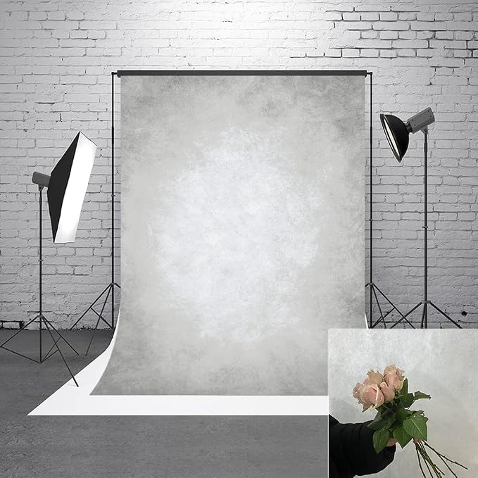 8x10ft Grey Portrait Photography Backdrops Solid Texture Abstract Photo Background for Photoshoot by HMTFOTO