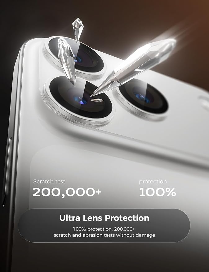 MAGIC JOHN 2 Pack Camera Lens Protector for iPhone 17 Pro Max 6.9” Sliver | Full Coverage, Metal Aluminum Alloy Camera Lens Film, HD Clear, Scratch Resistant, Case-Friendly - Image 3