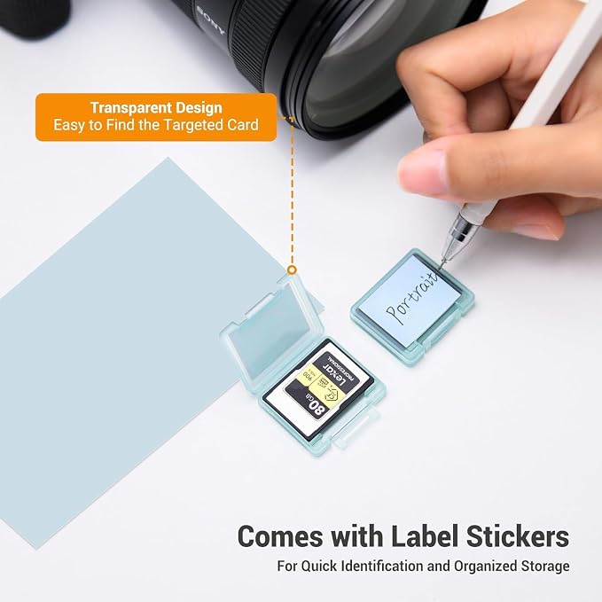 12 Pcs CFexpress Type-A Card Holders Storage Cases with Label Stickers | 12 Pcs independent cases, specially for CFexpress Type-A cards, dustproof anti-scratch protection, adhesive Label - Image 2