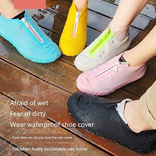 Shiwely Waterproof Shoe Covers, Silicone Reusable Shoe Cover Non-slip Durable Zipper Elastic Rain Cover Protection for Men Women (L (Women 7.5-10.5, Men 6.5-9), Pink) - Image 2