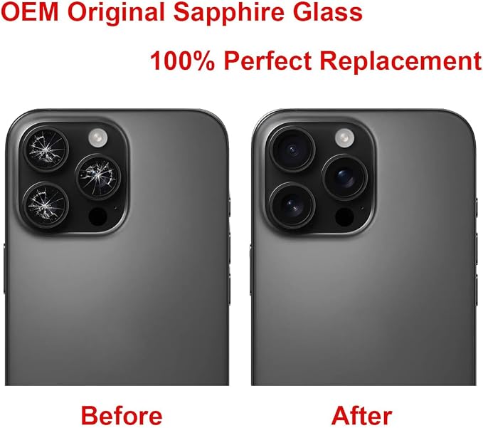 Back Rear Camera Lens Glass Replacement Compatible with iPhone 16 Pro Max and iPhone 16 Pro with pre-Installed Adhesive and Reparing Toolkit - Image 5