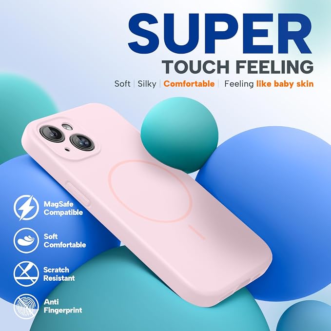 Miracase Silicone & Magnetic for iPhone 15 Case, Sand Pink | Compatible with MagSafe, Soft Microfiber Lining, Premium Silicone Cover Shockproof Drop Protection Phone Case for 15 - Image 8