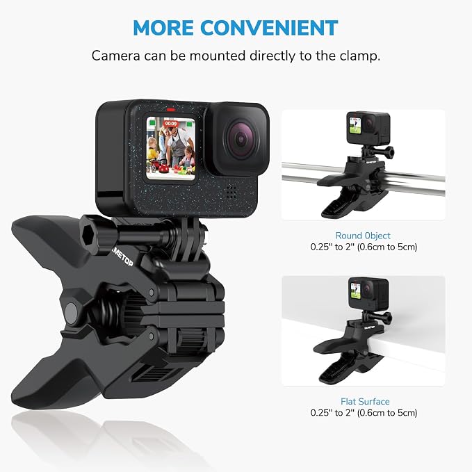 Camera Clamp Clip Mount Jaws Flex Gooseneck Accessories for GoPro | for Go Pro Hero 13 12 11 10 9 8 7 6 5 4 Session 3+ 3 2 1 Mission Max DJI Osmo AKASO Action Cameras - Image 5