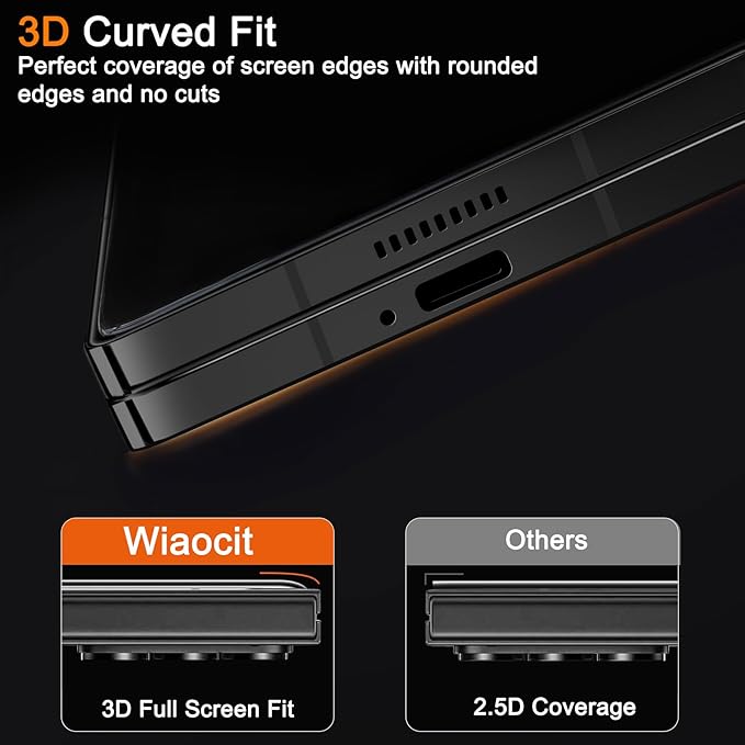 Wiaocit Tempered Glass Screen Protector for Samsung Galaxy Z Fold 7 | 3+3 Pack, 9H Hardness, Camera Lens Protector, Installation Frame, Bubble Free, Case Friendly - Image 5