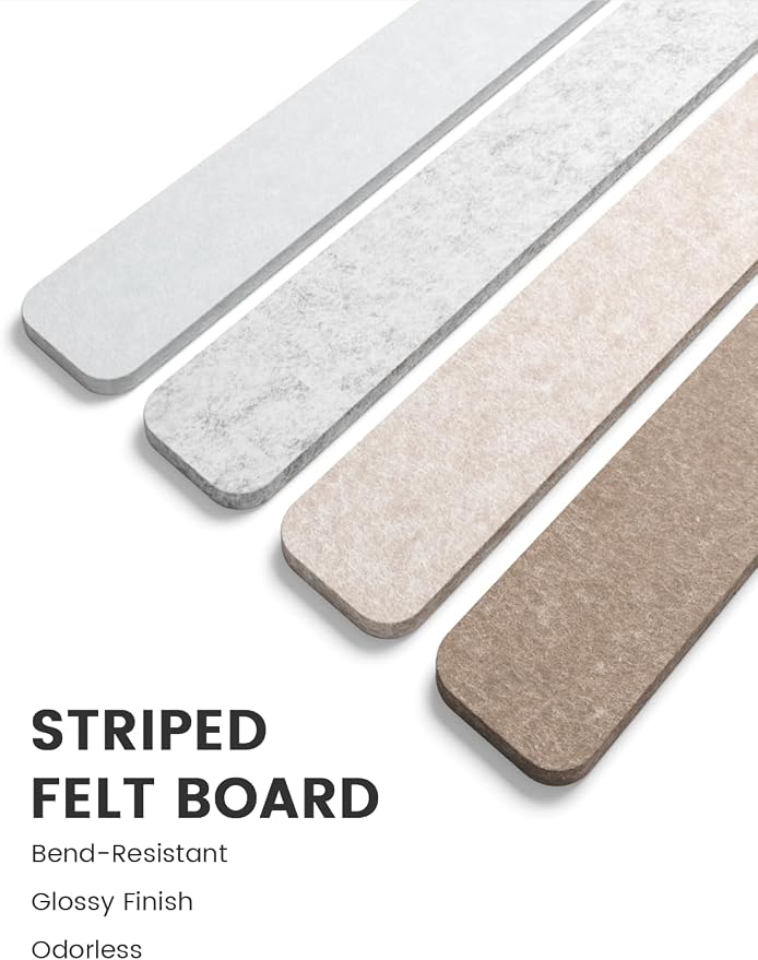 Fluxynara 13" x 2" Felt Wall Panels, Stone Beige | 8-Pack Includes 50 Push Pins and Adhesive Tabs for Photos, Notes and Decor in Bedroom Doors, Home Office or Studios - Image 3